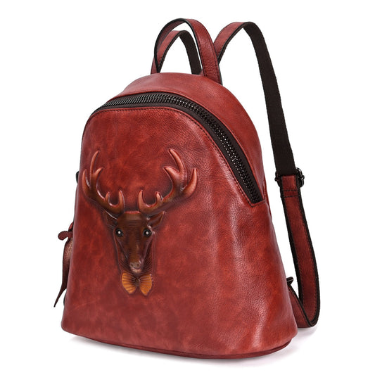New Style Tree Skin care lotion Leather Retro Double Shoulder Bag Head Layer Cowhide Backpack Male Hand Rubbed Color Leather Casual School Bag Female