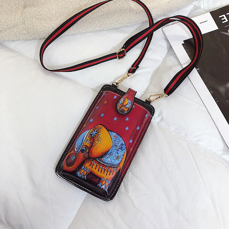 Printed Cartoon Mobile Phone Bag Women's Messenger