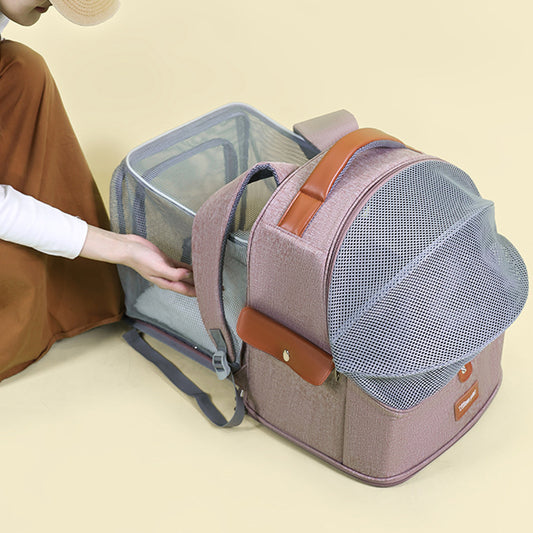 Portable Breathable Cat Backpack Large Capacity Expandable