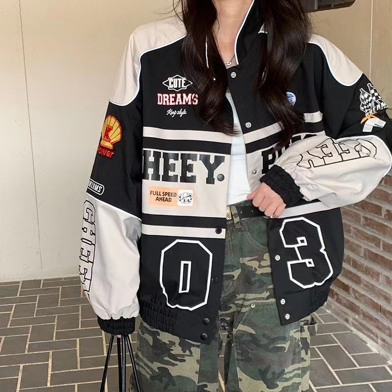 Retro Locomotive Baseball Uniform Loose Street Style Racing Trend