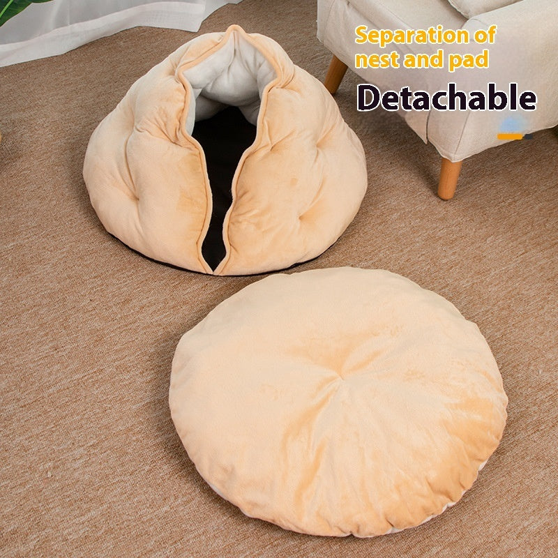 Semi-closed Breathable Four Seasons Universal Dumpling Cat Nest Short Plush