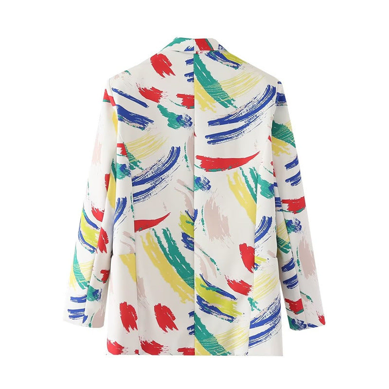 Casual Hipster Graffiti Printing Suit Jacket