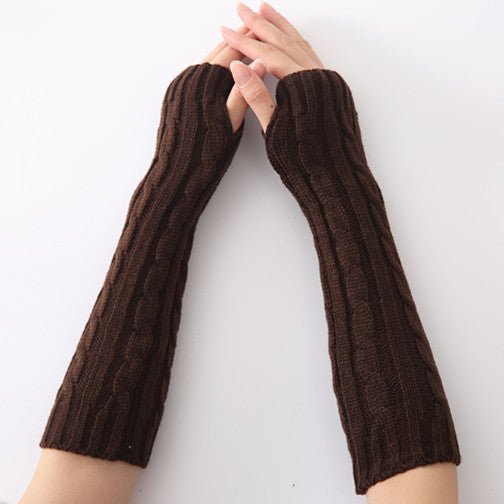 New Hemp Pattern Knitted Wool Fashion Half Finger Gloves