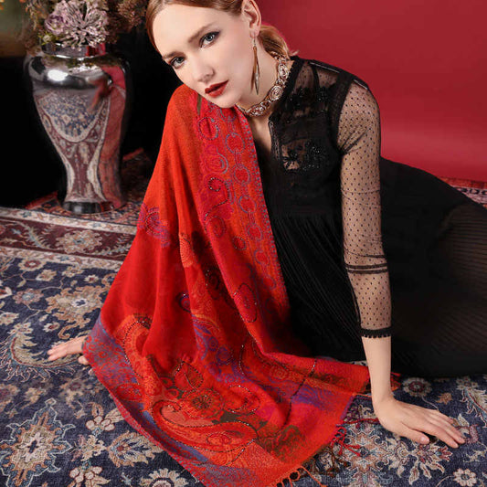 Ethnic Style Boiled Wool Warm Winter Scarf Shawl