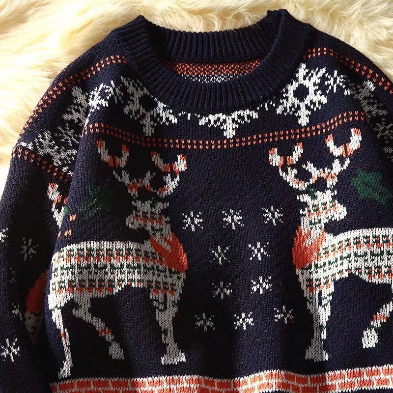 Retrostriktrøje til Mænd Løs Par Pullover Underdelstrøje
