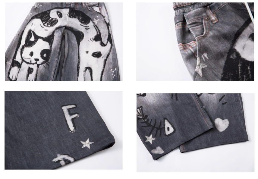 Printed Cat Graffiti Machete Sweatpants For Men And Women