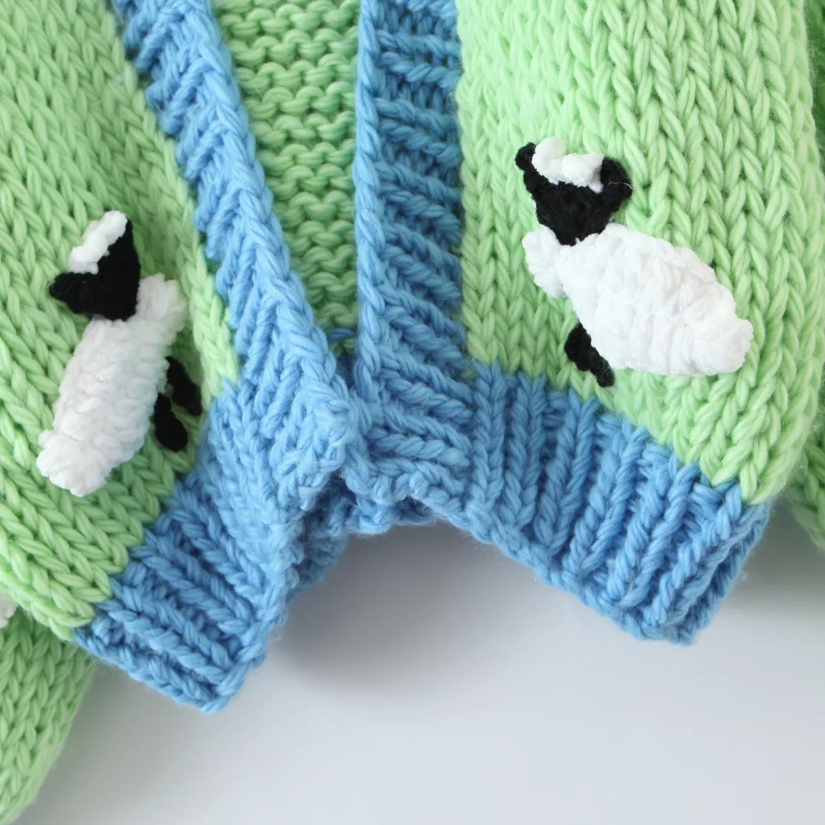 Women's French Green Small Sheep Sweater Coat