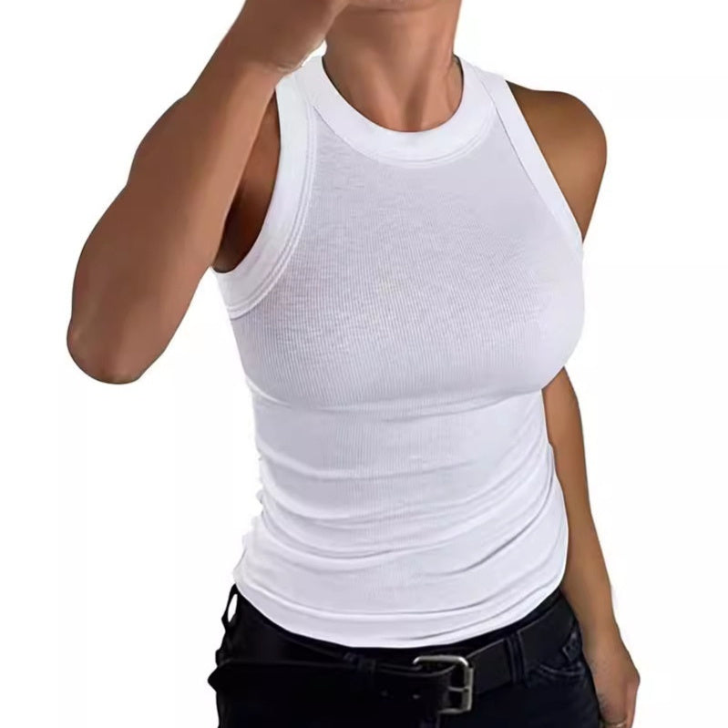 Tanktop med rund hals og slim-fit til damer