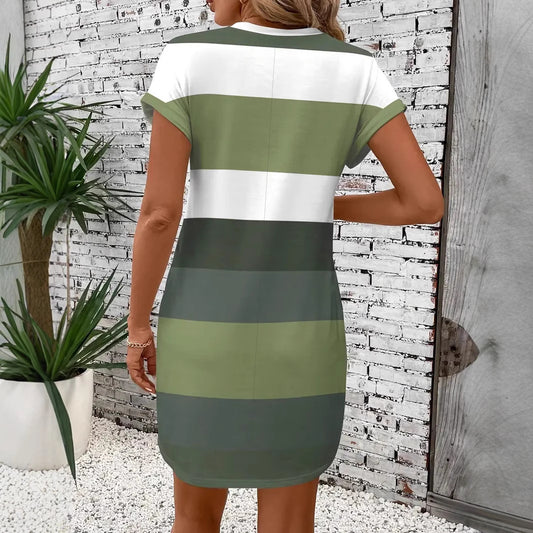 Casual Milk Silk Pullover Crew-Neck Dress
