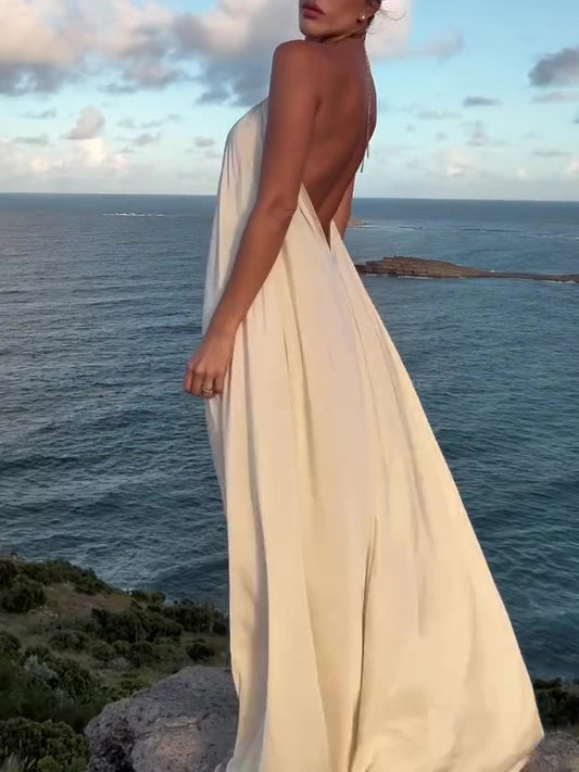 Circle Halter Loose Maxi Dress