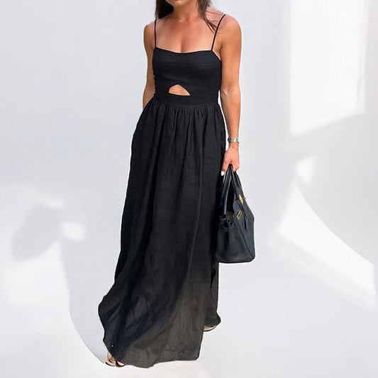 High-waisted Chic And Sexy French-style Slip With A Backless Designlong Dress