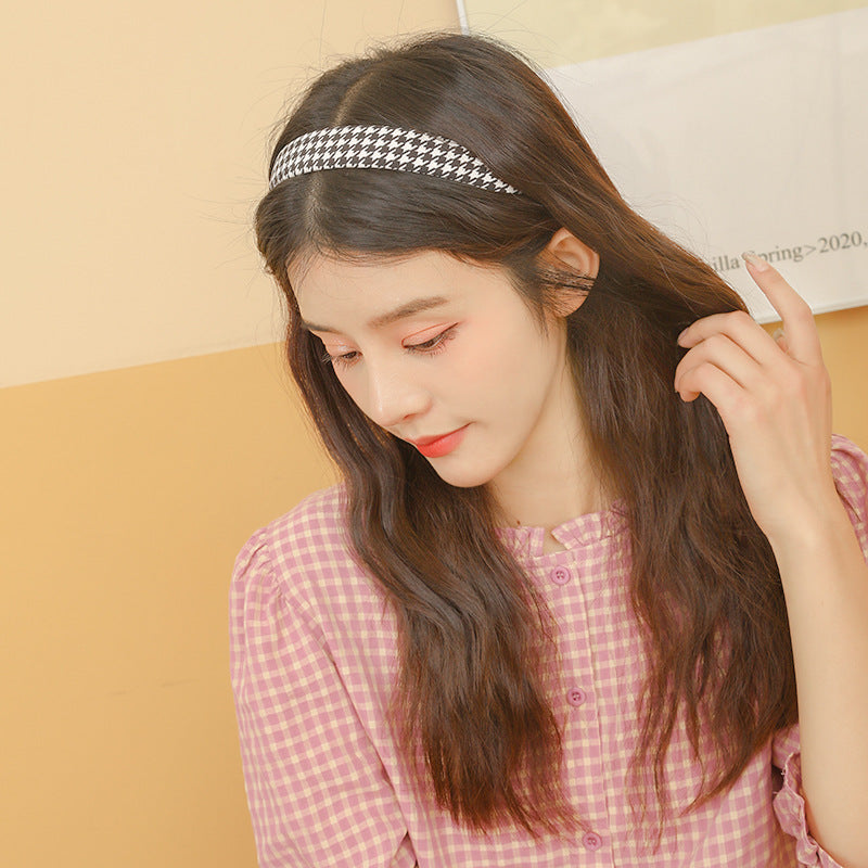 Hong Kong Style Houndstooth Headband Outer Wear Simple Female Hair Band Hair Tie