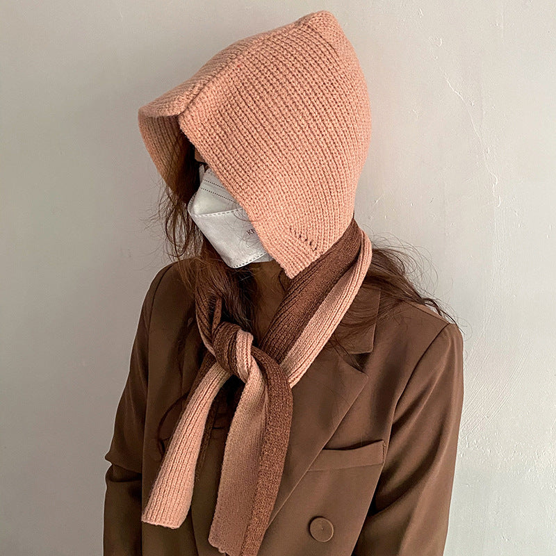 Schoolgirl Color Matching Cute Hat And Scarf