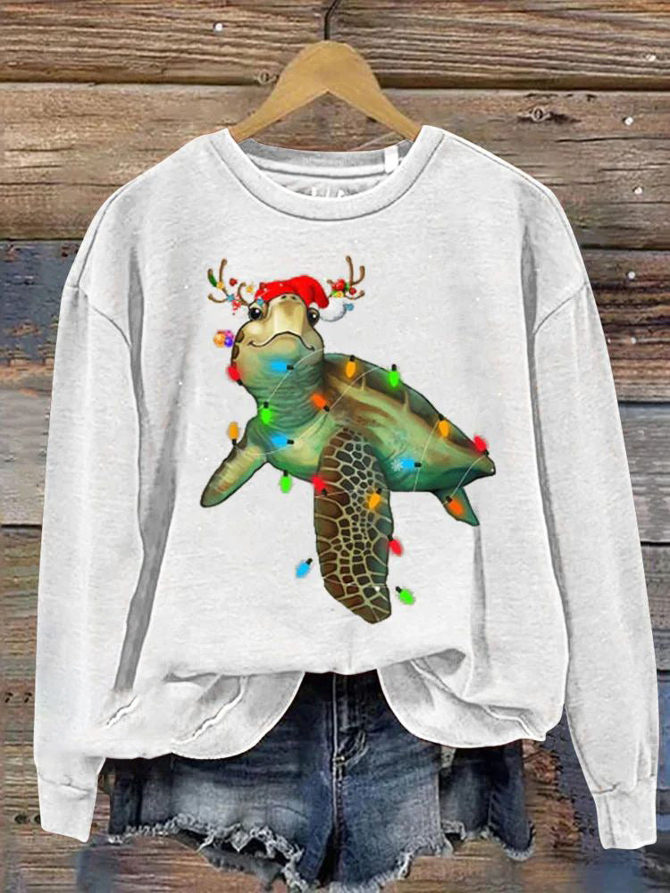 Dametrøje 3D Digital Jule-serie Printet Rundhals Sweatshirt