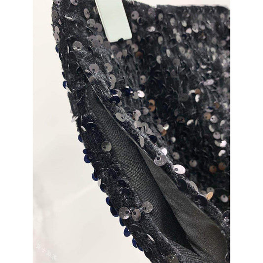 Fashionable Design Niche Heavy Industry Sequin Stitching Shorts