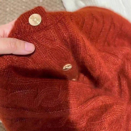 Fashionable Thickened Warm Red Crew-neck Sweater