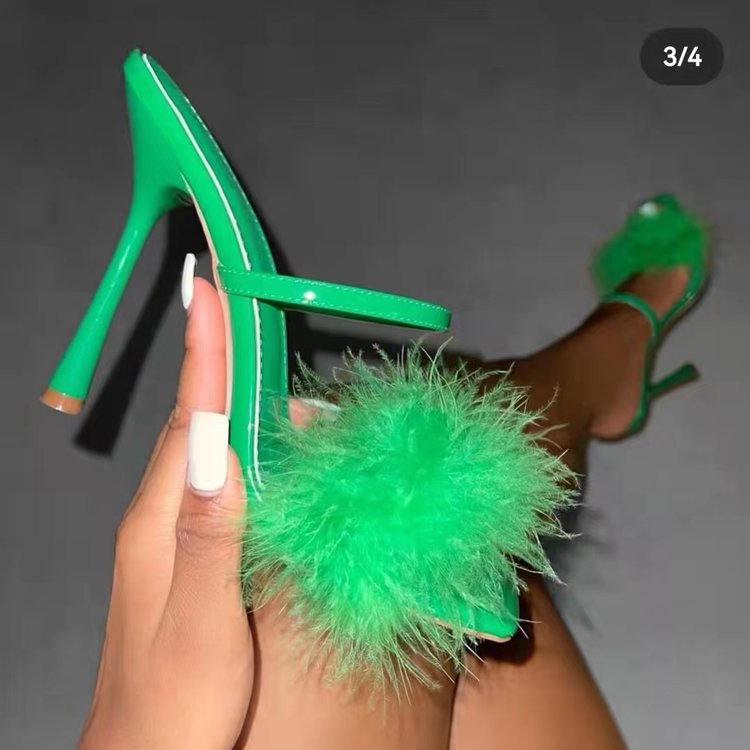 New Feather Roman High Heel Sandals Toe