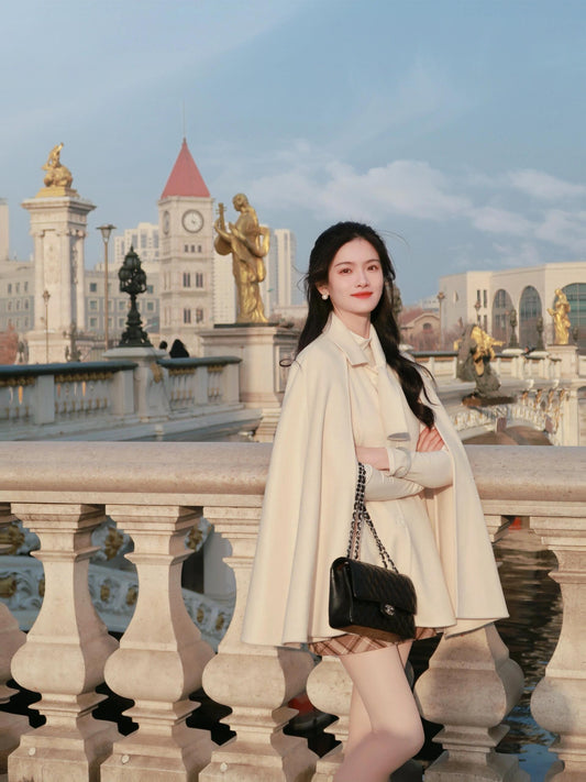 Classic Style Shawl Cape Woolen Coat Women's Autumn And Winter Examination