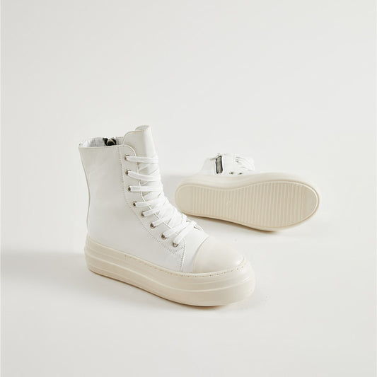 Ladies Candy Color Thick Sole Heightening Casual Shoes High Top