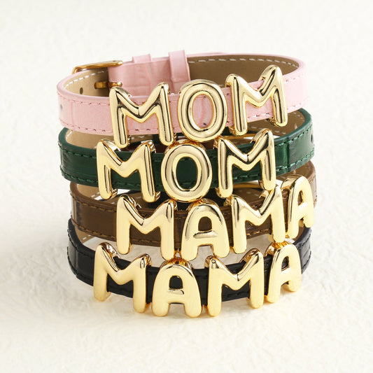Cowhide Watch Strap Letter Mama Mother's Day Bracelet