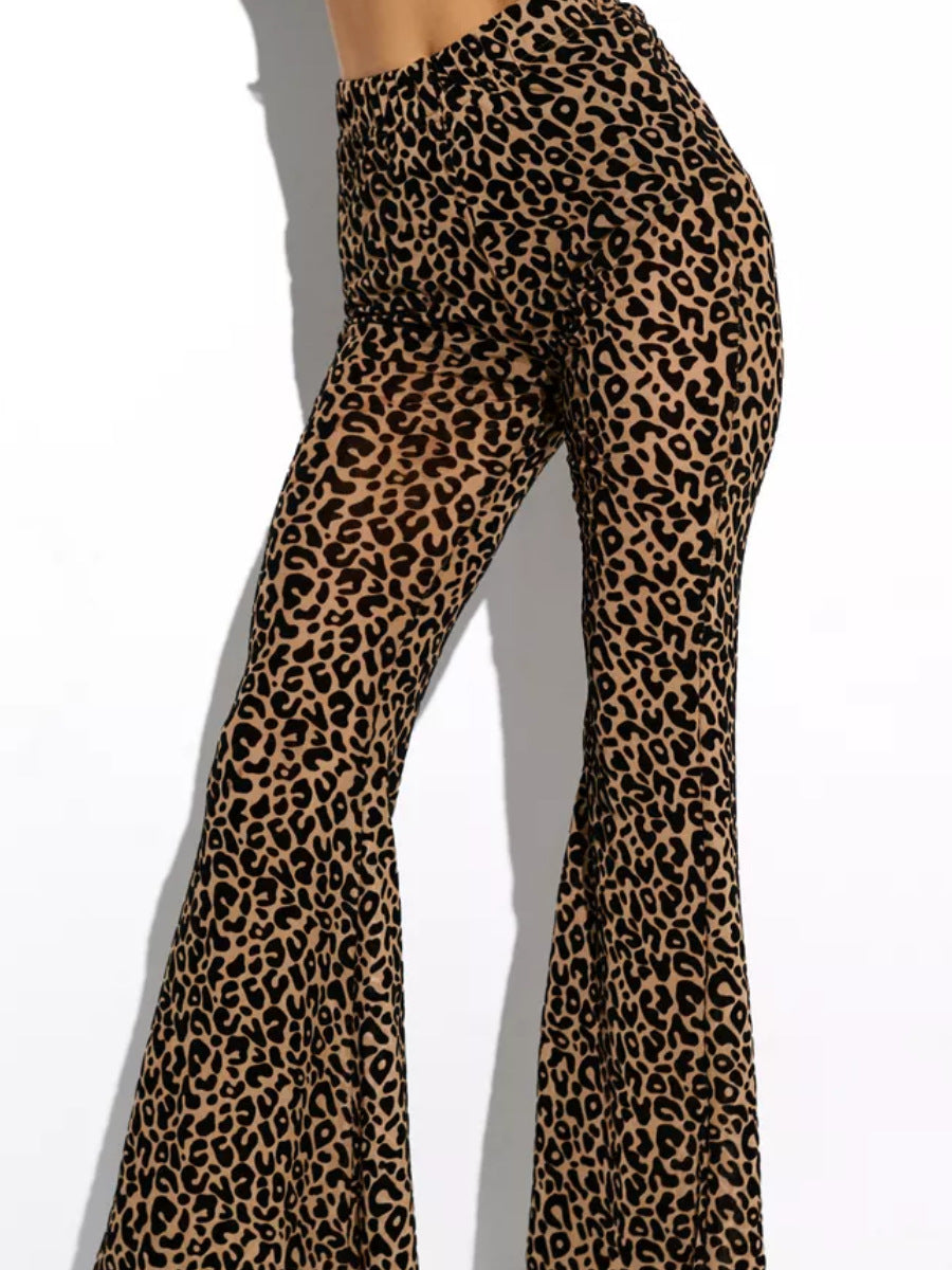 Women's Flocked Mesh High-Waisted Casual Pants