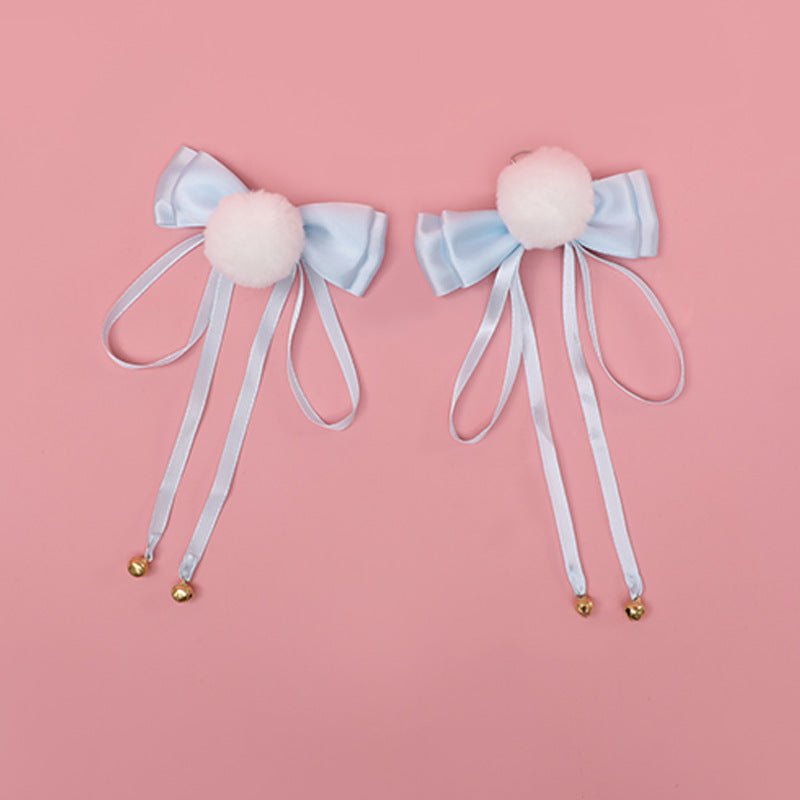 White Ball Bowknot Headdress Bell Cute