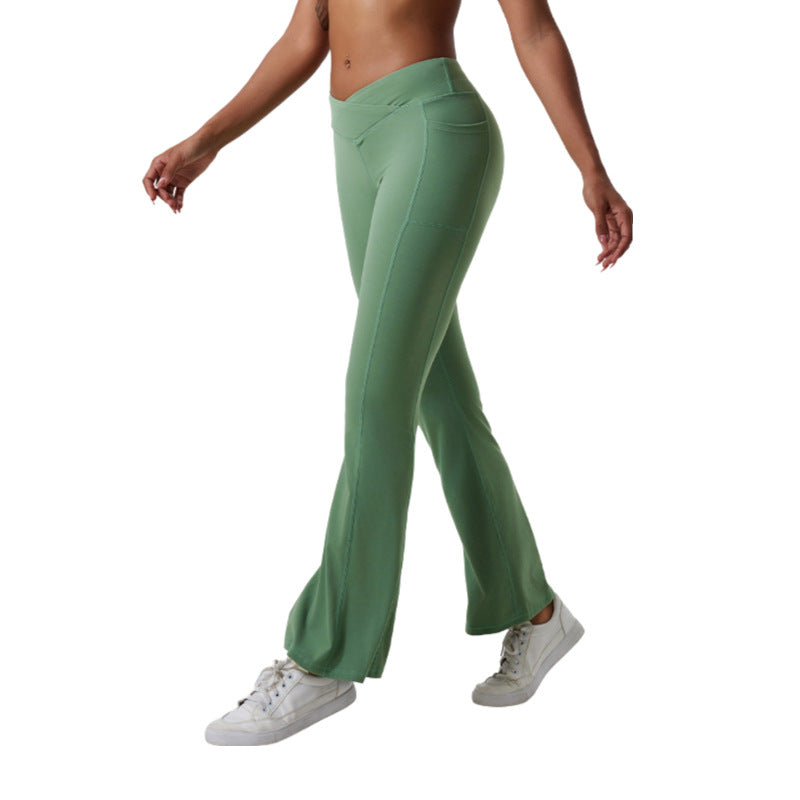 High Waist Pleated Hip Lifting Nude Feel Yoga Pants