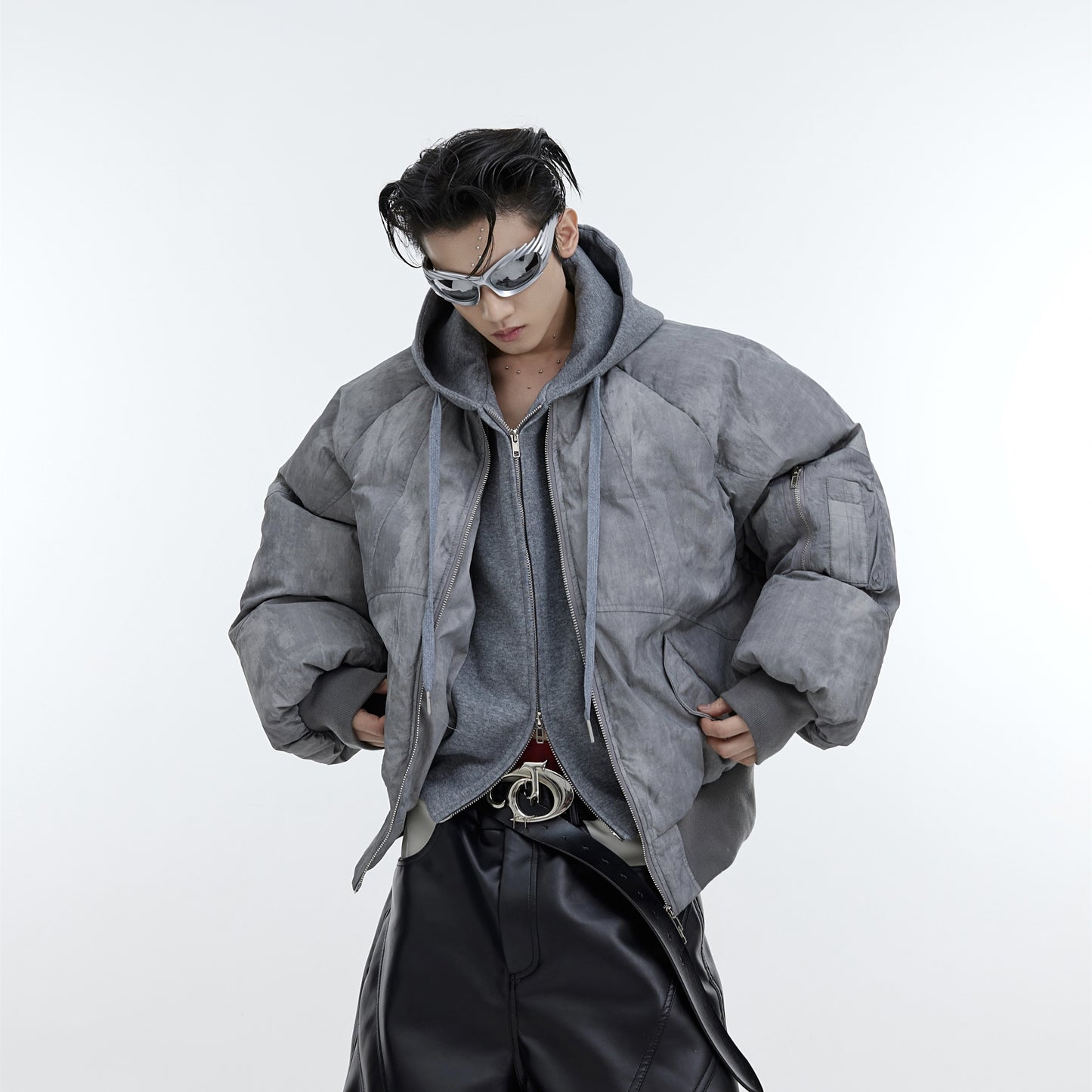 Making Old And Fake Two-piece Patchwork Cotton Hooded Jacket