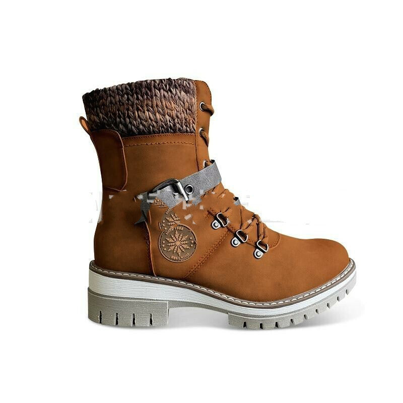 Large Size Mid-to-low Women's Boots With Soles For Autumn And Winter Wool Stitching Martin Boots