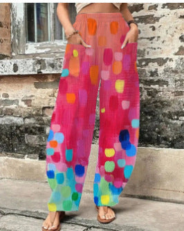 Women's Fashionable Printed Double-pocket Trousers