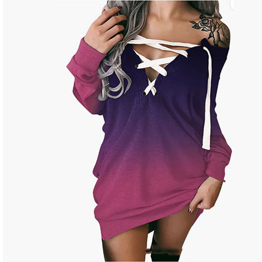 Europæisk og amerikansk efterårs- og vinter-off-shoulder sweater og nederdel-top til kvinder