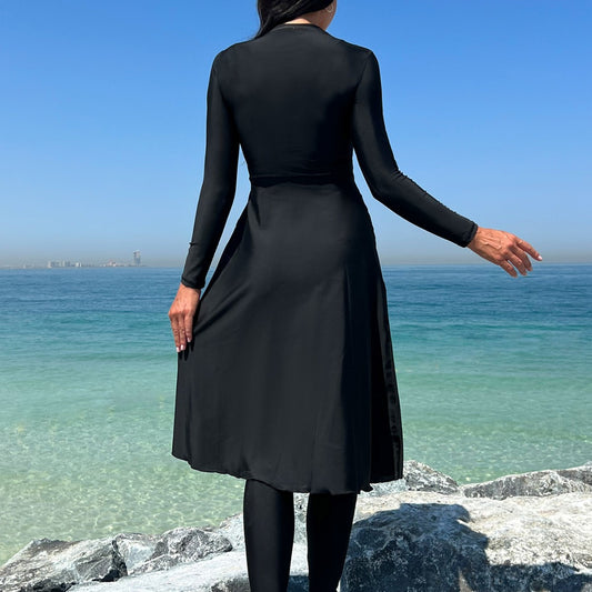 Womens Quick Dry Form Fitting Long Sleeve Swimsuit