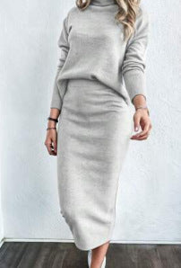 Womens Fashionable Casual V-Neck Patchwork Solid-Color Two-Piece Set Dress