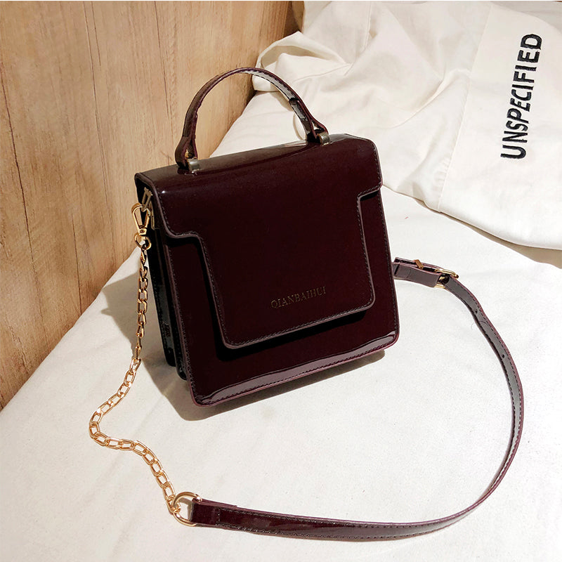 Lacquer Leather Versatile Chain One Shoulder Crossbody Small Square Bag