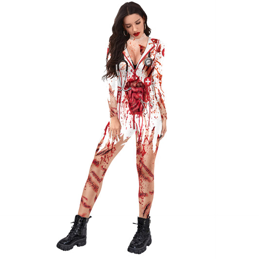 Fashion Halloween Bloody Nurse One-piece