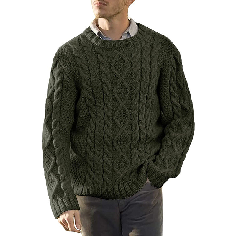 New Sweater Men's European And American Solid Color Round Neck