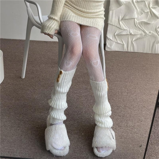 Love Jacquard Mesh Stockings Pantyhose