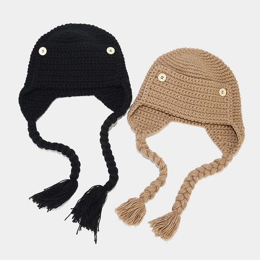Versatile Fashion Braided Baotou Wool Warm Hat Children