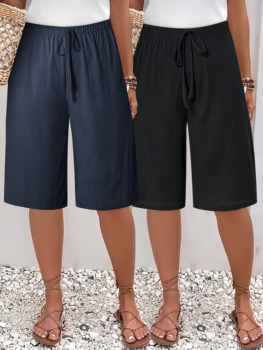 Plus Size SHORTS TIL KVINDER - Afslappede strandbukser 2 dele
