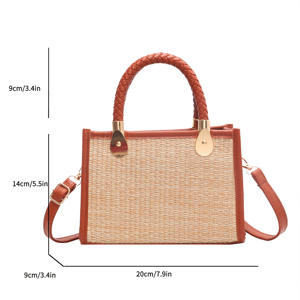 Women's Stylish Good Texture Woven Contrast Color Portable Shoulder Bag