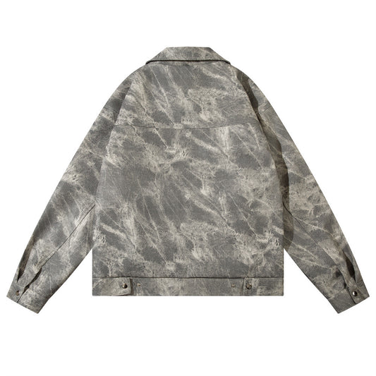 Fashion Tie-dye Loose Leather Coat Men