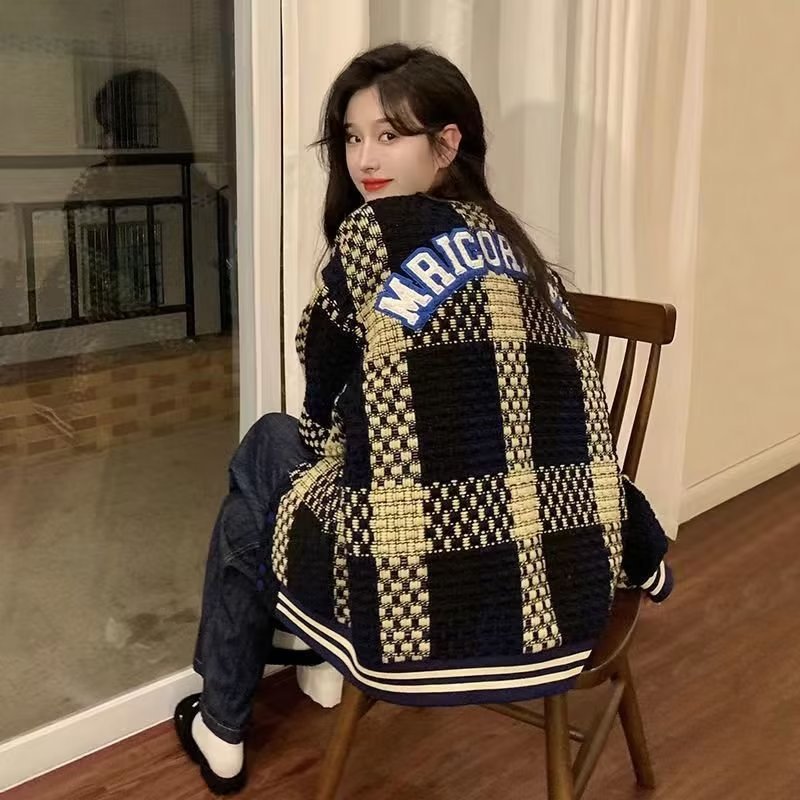 Classic Style Plaid Coat Trendy Pu Shuai Fried Street Design Sense Japanese-style Retro Loose Jacket