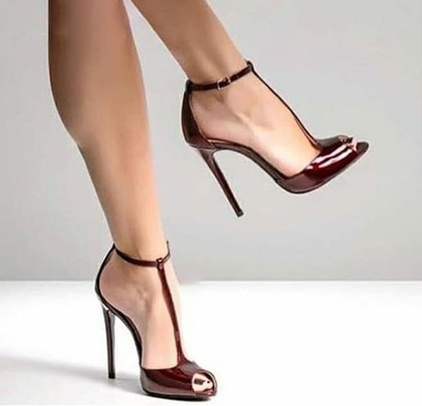 European And American Fashion Sandals Roman T-strap Stiletto Catwalk Shoes
