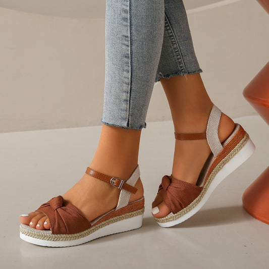 Bowknot Fashion Sandals Fish Mouth Buckle Rope Bottom