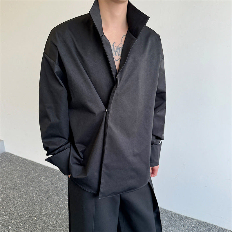 Design Sense Stand Collar Stiff Shirt Jacket