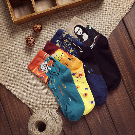 Retro Series Men's Medium Tube Literary Socks