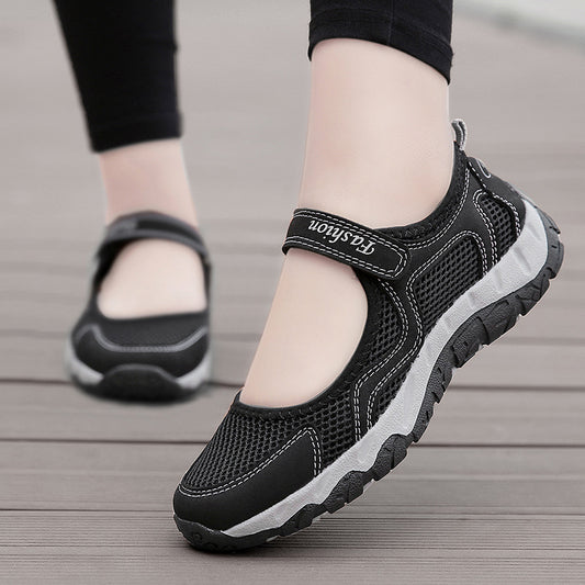 Summer Walking Women's Breathable Middle-aged Shoes Soft Bottom Non-slip