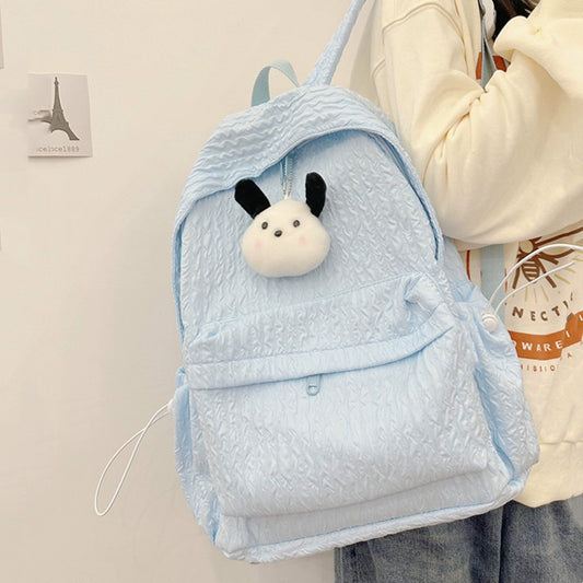 Large Capacity Simple Solid Color Backpack Middle School Students Backpack