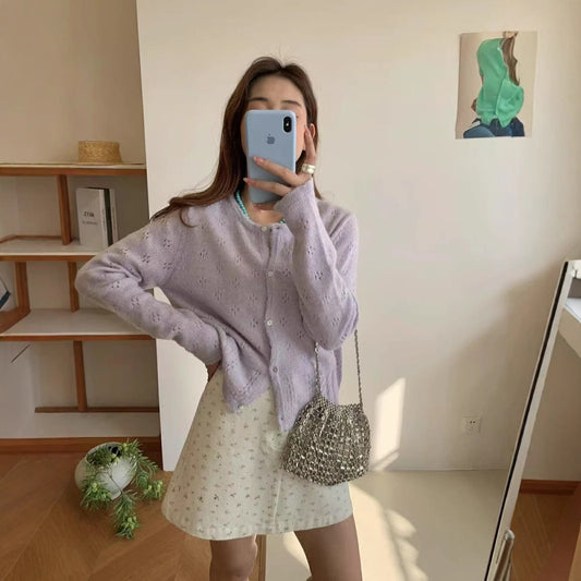 Hollow Sun Protection Sweater Women's Overall Spring Sling Outer Tops
