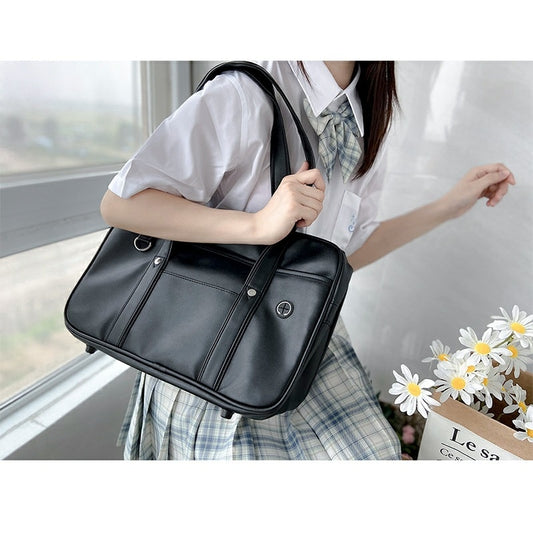 One-shoulder Student Commuter PU Uniform School Handbag